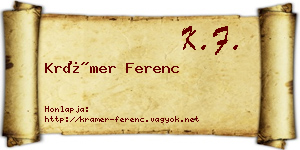 Krámer Ferenc névjegykártya